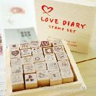 韓國(guó)love diary印章 拍立得DIY相冊(cè)印章日記印章 精致木盒裝25枚
