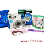 富士拍立得相機(jī) mini7s藍(lán)色+相紙+自拍鏡套裝立拍得