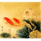 中國風(fēng)現(xiàn)代家居裝飾畫  中國風(fēng)鯉魚荷花圖無框帆布畫 家居擺設(shè)