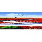 廠家直銷草原風(fēng)景噴繪畫，電腦噴繪高清仿真油畫，美麗風(fēng)景油畫