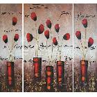 復(fù)古花卉組合油畫，創(chuàng)意花卉油畫，高檔室內(nèi)家居復(fù)古裝飾畫8671