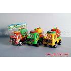 拉線實色卡通工程車 回力玩具車 工程車 拉線車